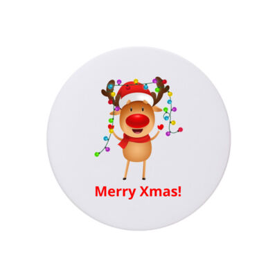 Christmas Reindeer - Coaster - Round Hardboard Thumbnail